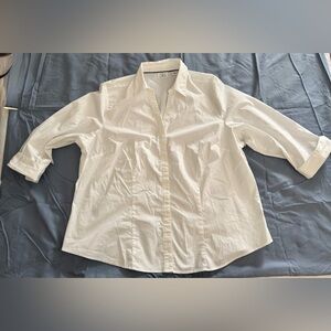 Lee Effortless care white 3/4 sleeve fitted blouse